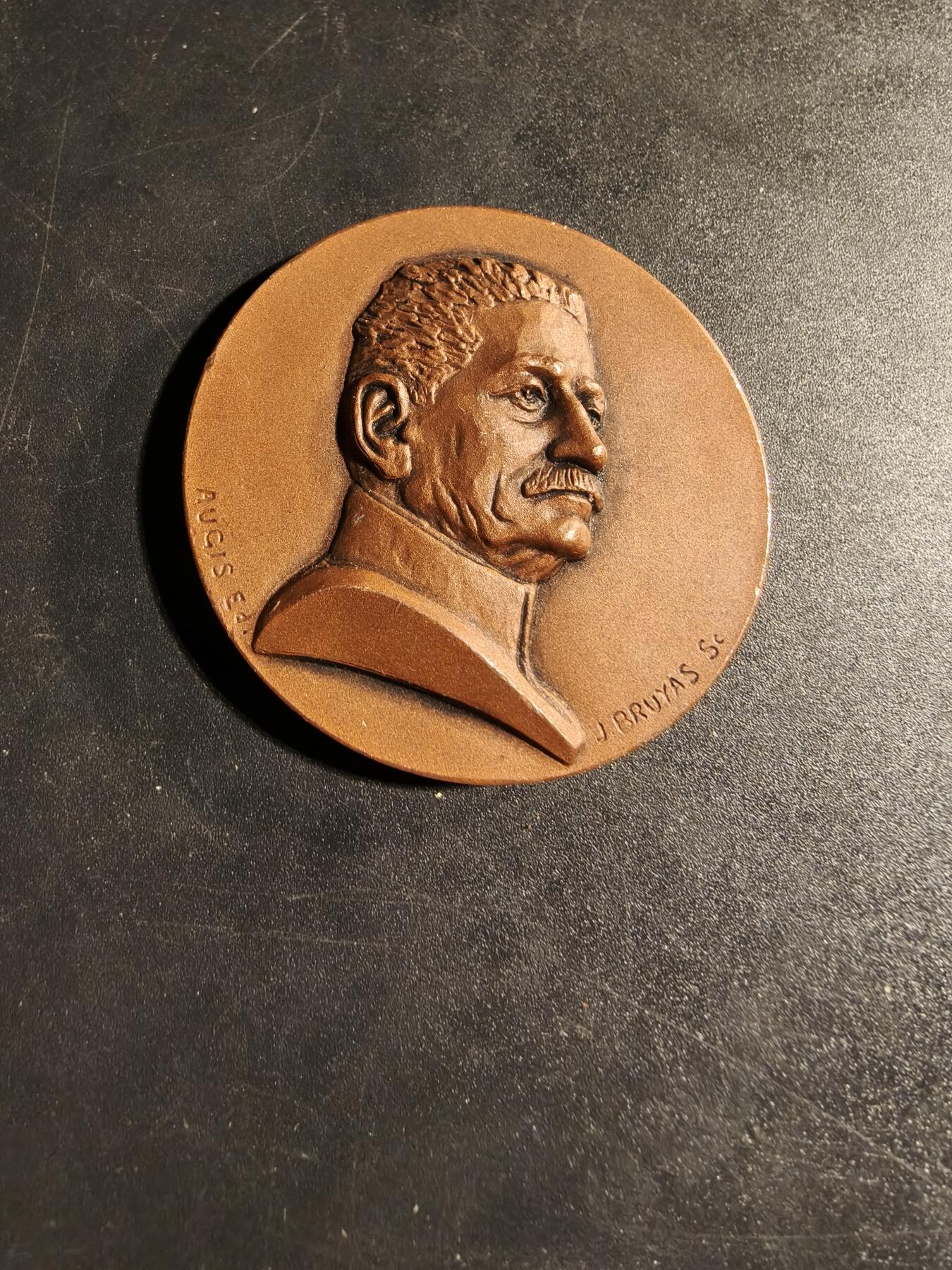 老王徽章第167期 法国法拉西内航运公司大铜章     正面为法国海军马金将军像      直径46mm.    重量60g