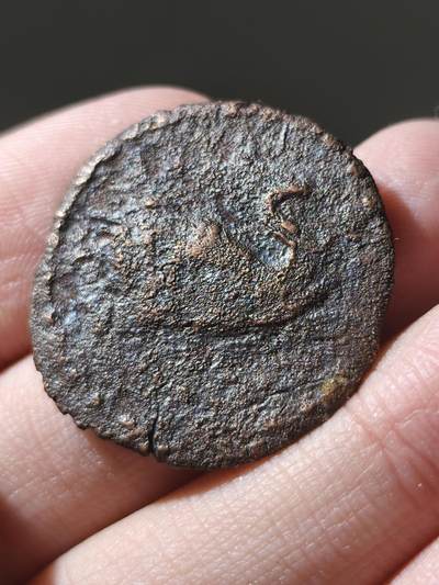 星盘世界钱币十二月六日古典币专场 - 公元前90-68年希腊化印度 第一位印度-斯基泰国王——毛伊斯“大象/双蛇杖”半奥波铜币，7.11克