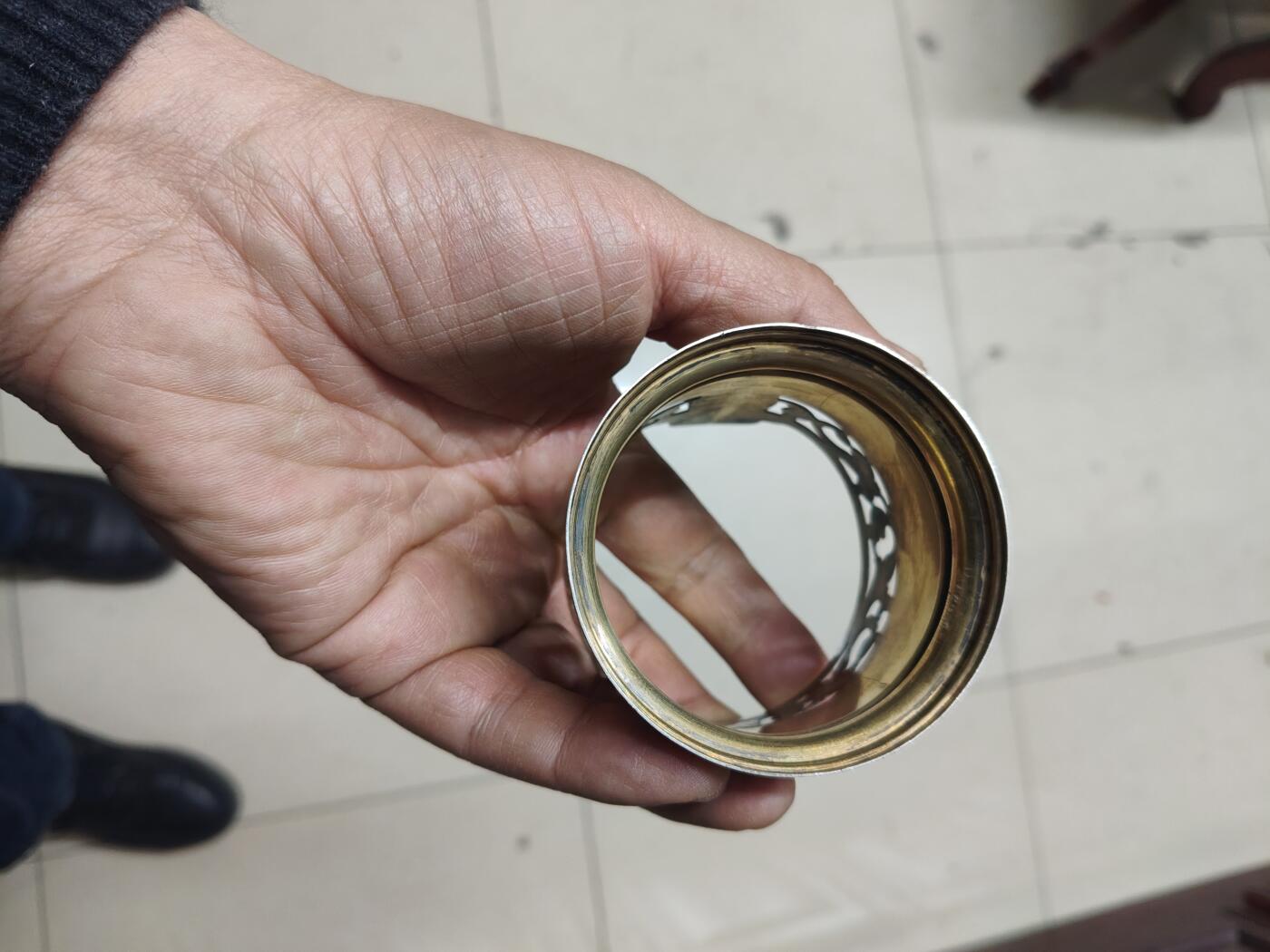 老银件 苏联乌银镶嵌老银制杯托2