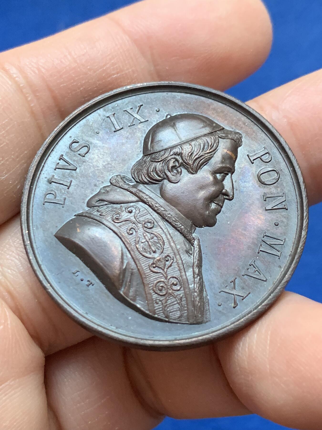 《竞宝斋》第444场 周日，周一，2场连拍 （全场包邮） 教皇庇护十一世纪念铜章 天国的钥匙 20克 37.3mm