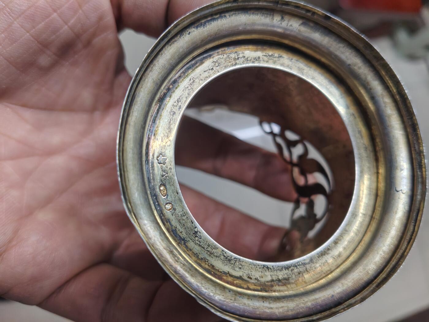 老银件 苏联镶嵌乌银工艺老银制杯托