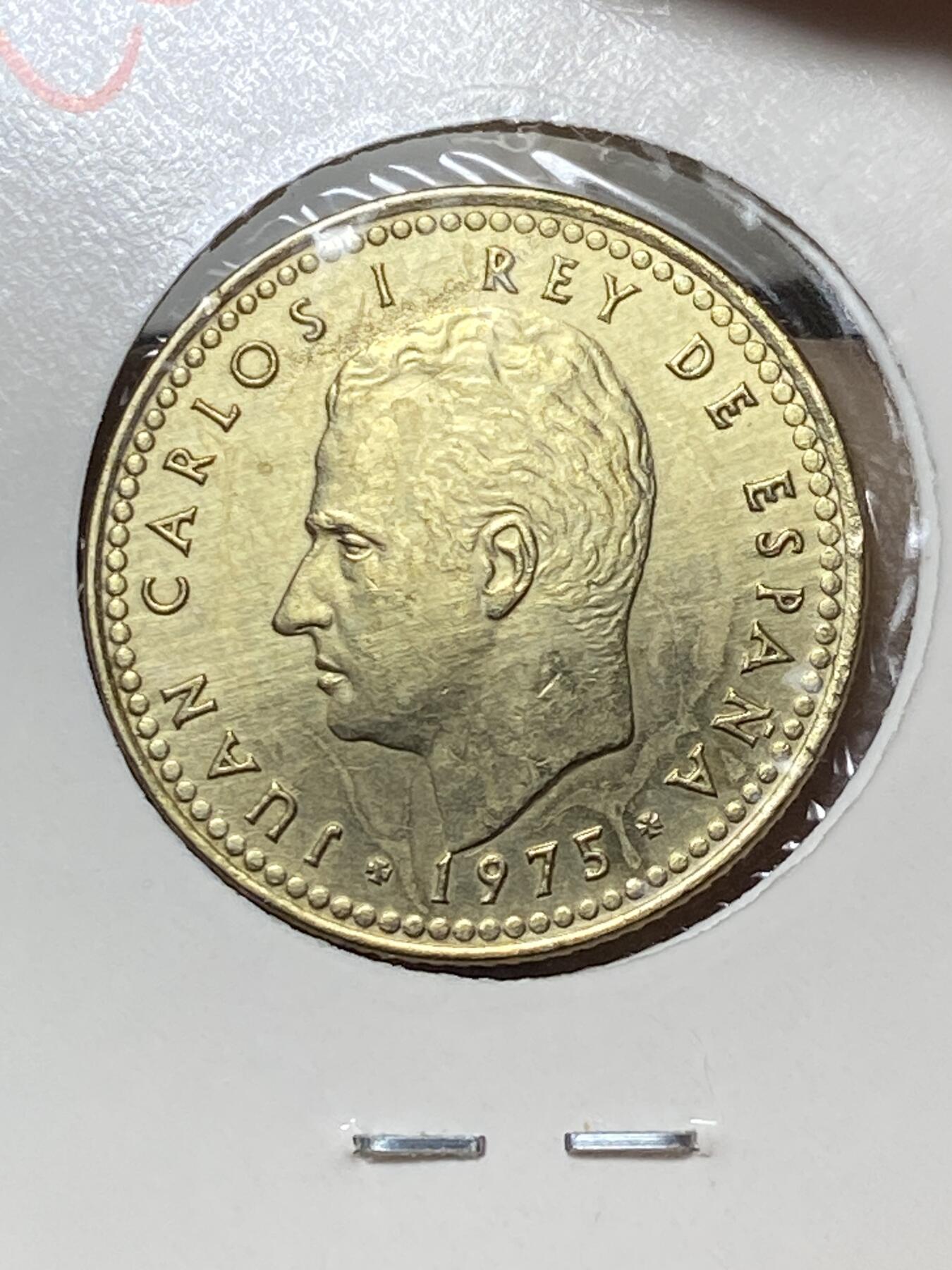 2025年第一百三十三场(总第一百五十九场）外国好品纸夹散币场(免佣金) 好品–西班牙🇪🇸1975(80)年1比塞塔(胡安·卡洛斯一世第一版)