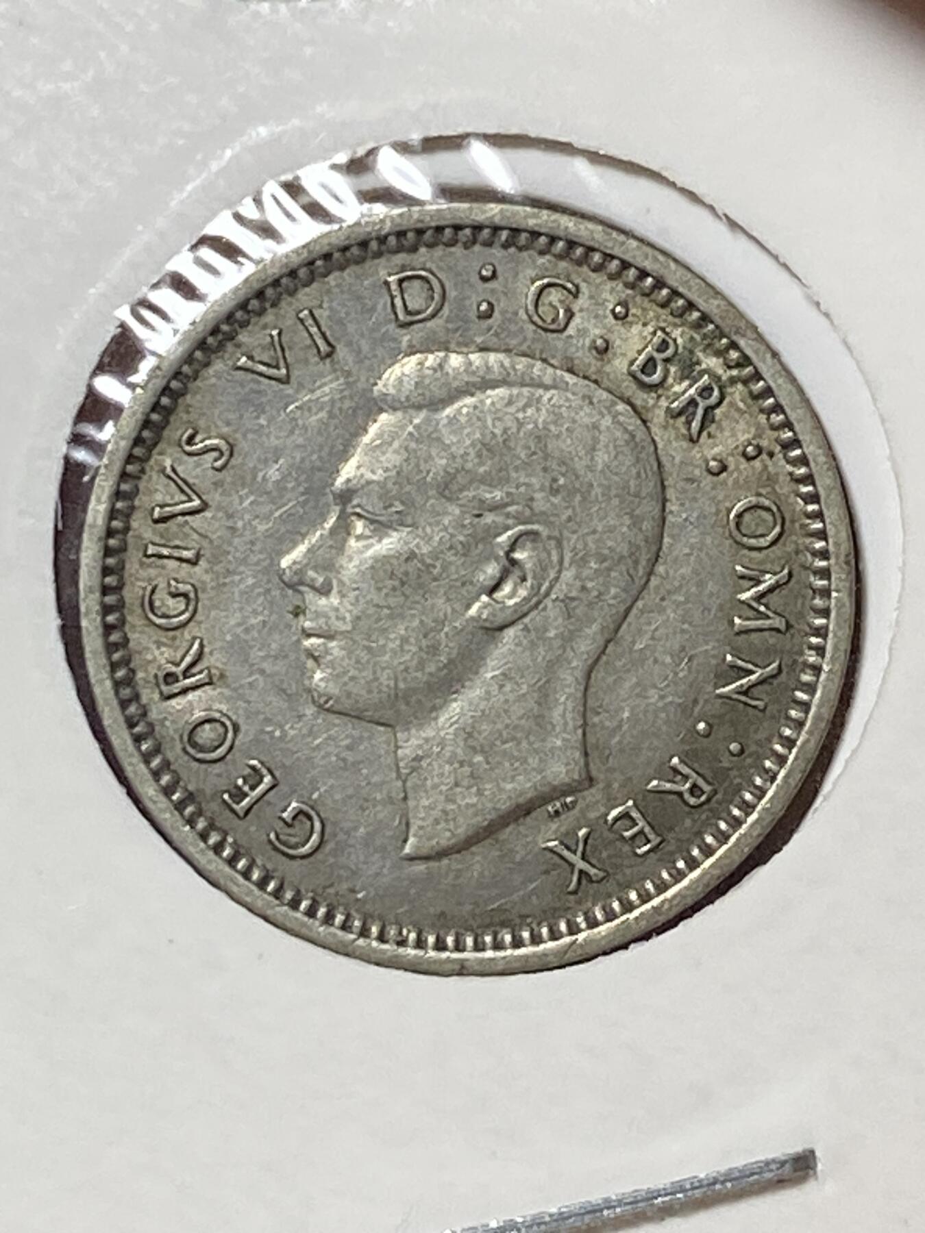 2025年第一百三十三场(总第一百五十九场）外国好品纸夹散币场(免佣金) 英国🇬🇧1938年3便士银币(乔治六世第一版，500银)