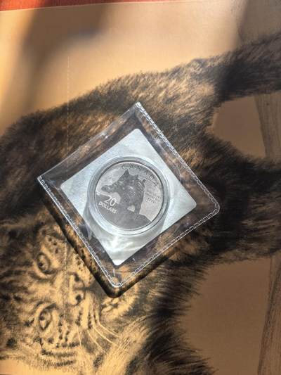 长老汇蛇年精选第七十八场拍卖 - 2014加拿大猞猁20加元银样币，7.96克9999银，卡装