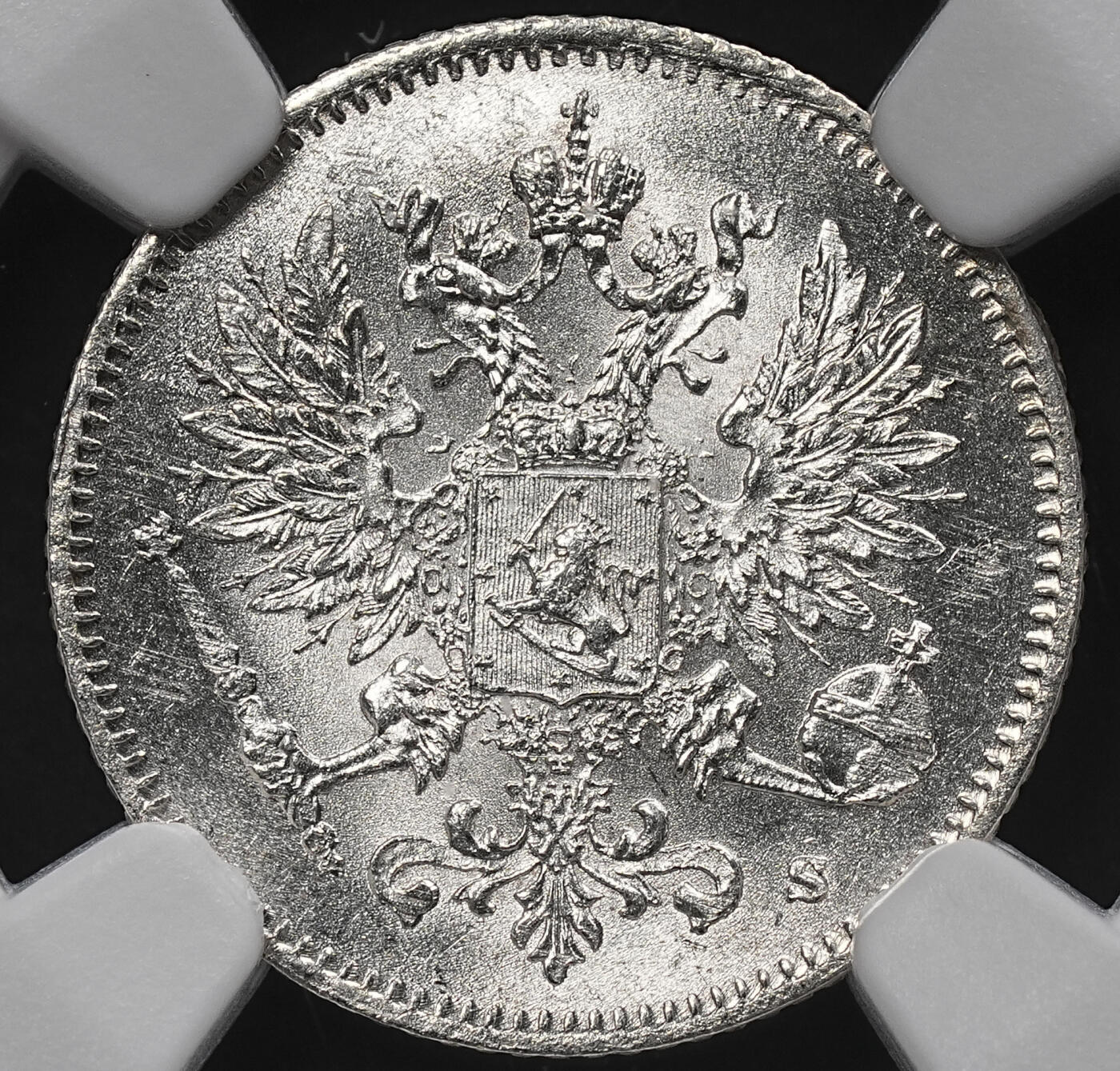 修遠堂世界钱币第九十六期 NGC MS65 1916年芬兰25盆尼银币