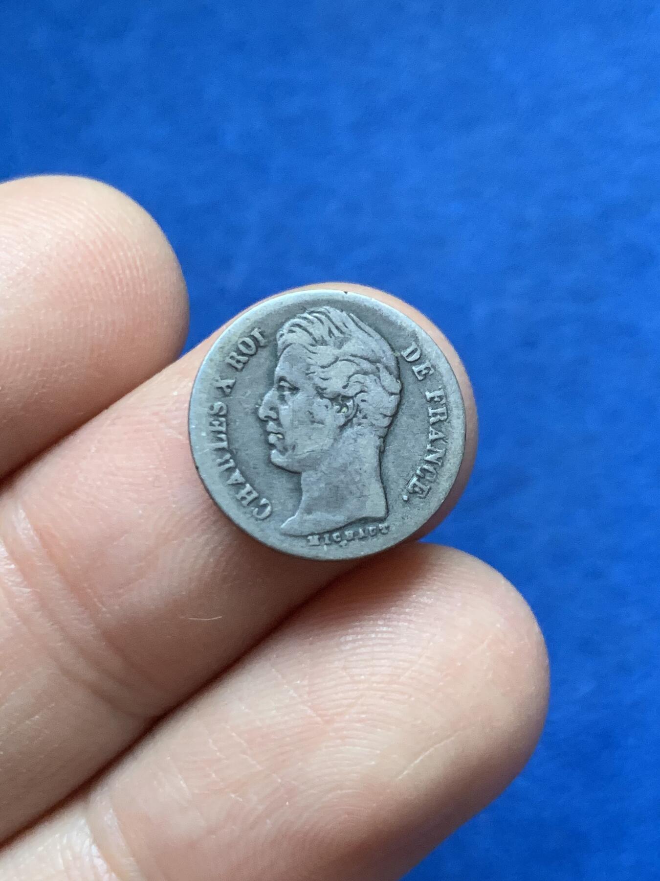 《竞宝斋》第444场 周日，周一，2场连拍 （全场包邮） 两枚一组 法国1829查理十世1/2法郎、1/4法郎一组，法郎辅币少见。