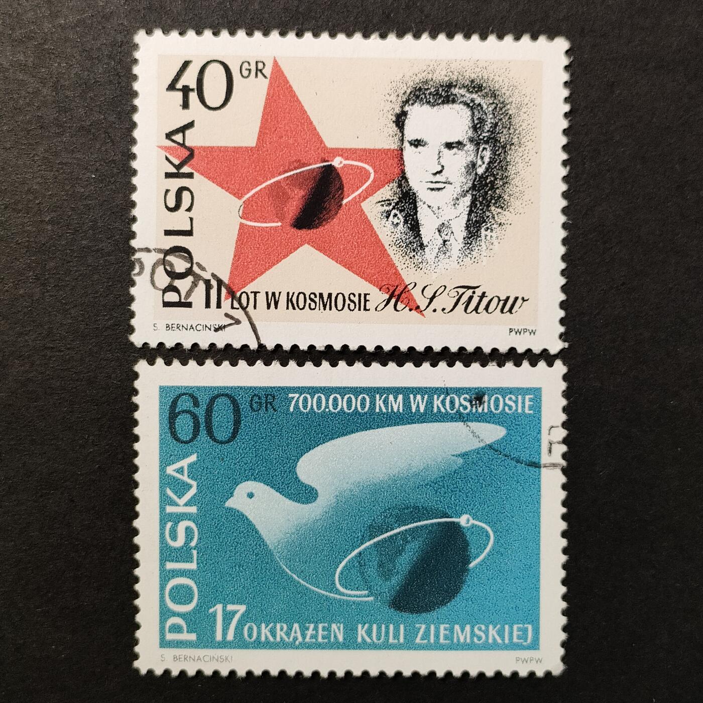 ↓君缘收藏668期☞钱币邮品↓无佣金、可寄存、满30元包邮  波兰邮票，1961年第二次苏联载人航天飞行邮票2全