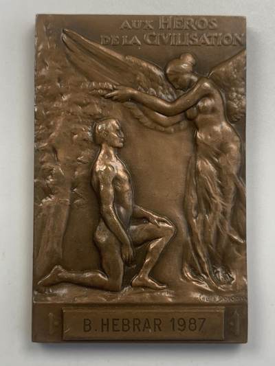 掌中浮雕-藏着的欧洲第044场 - 1909年法国卡内基金会实发铜章，35*55mm，64g