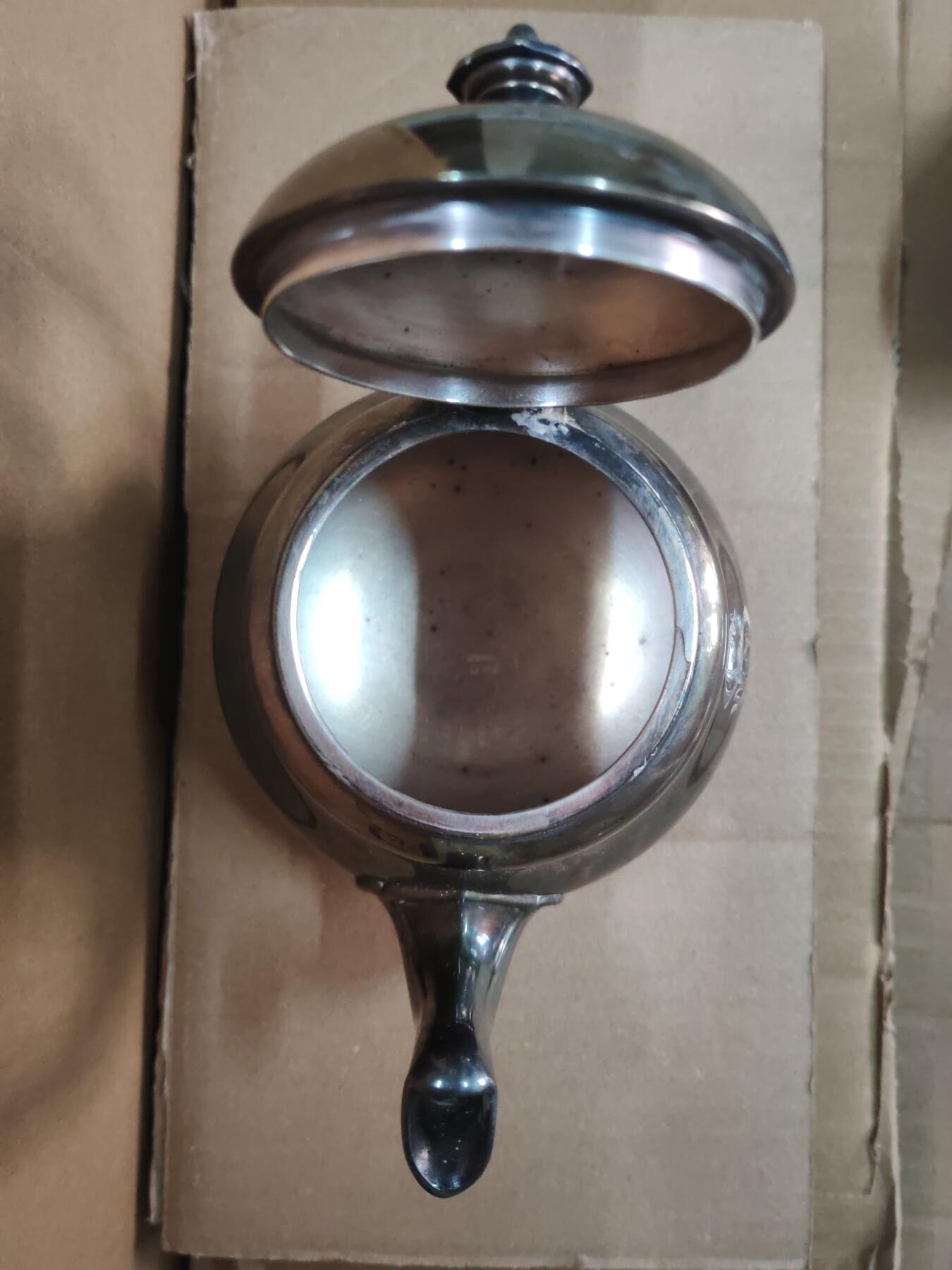 韵星假日拍卖第三十一期 -- Rimey Holidays Auction 31 帝德-魏玛德国包银银壶镀银保存完整 整体无损 包浆好看 底部带有清晰银标镀银表和序列号