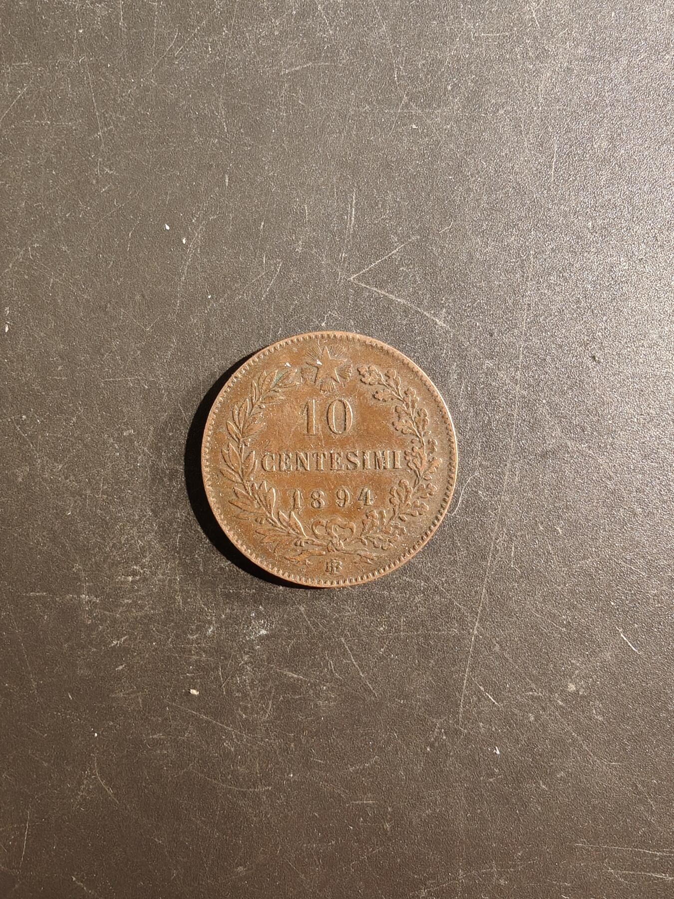 老王徽章第167期 意大利王国1894年10分铜币     直径30mm.   重量10g