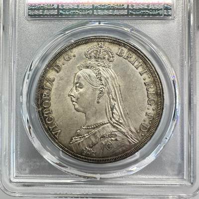 1887维多利亚马剑1克朗银币MS62 PCGS - 1887维多利亚马剑1克朗银币MS62 PCGS