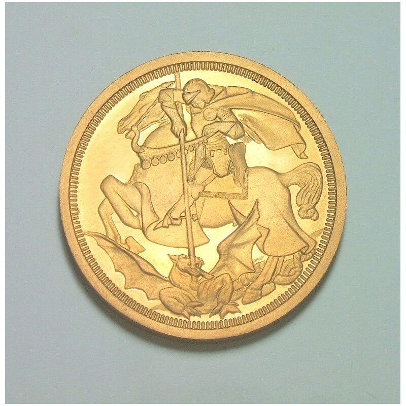 【样币】【艺术】英国乔治五世+屠龙马剑 高浮雕精制1克朗样币 发行量仅750枚 40MM