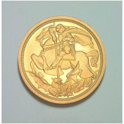 【样币】【艺术】英国乔治五世+屠龙马剑 高浮雕精制1克朗样币 发行量仅750枚 40MM - 【样币】【艺术】英国乔治五世+屠龙马剑 高浮雕精制1克朗样币 发行量仅750枚 40MM