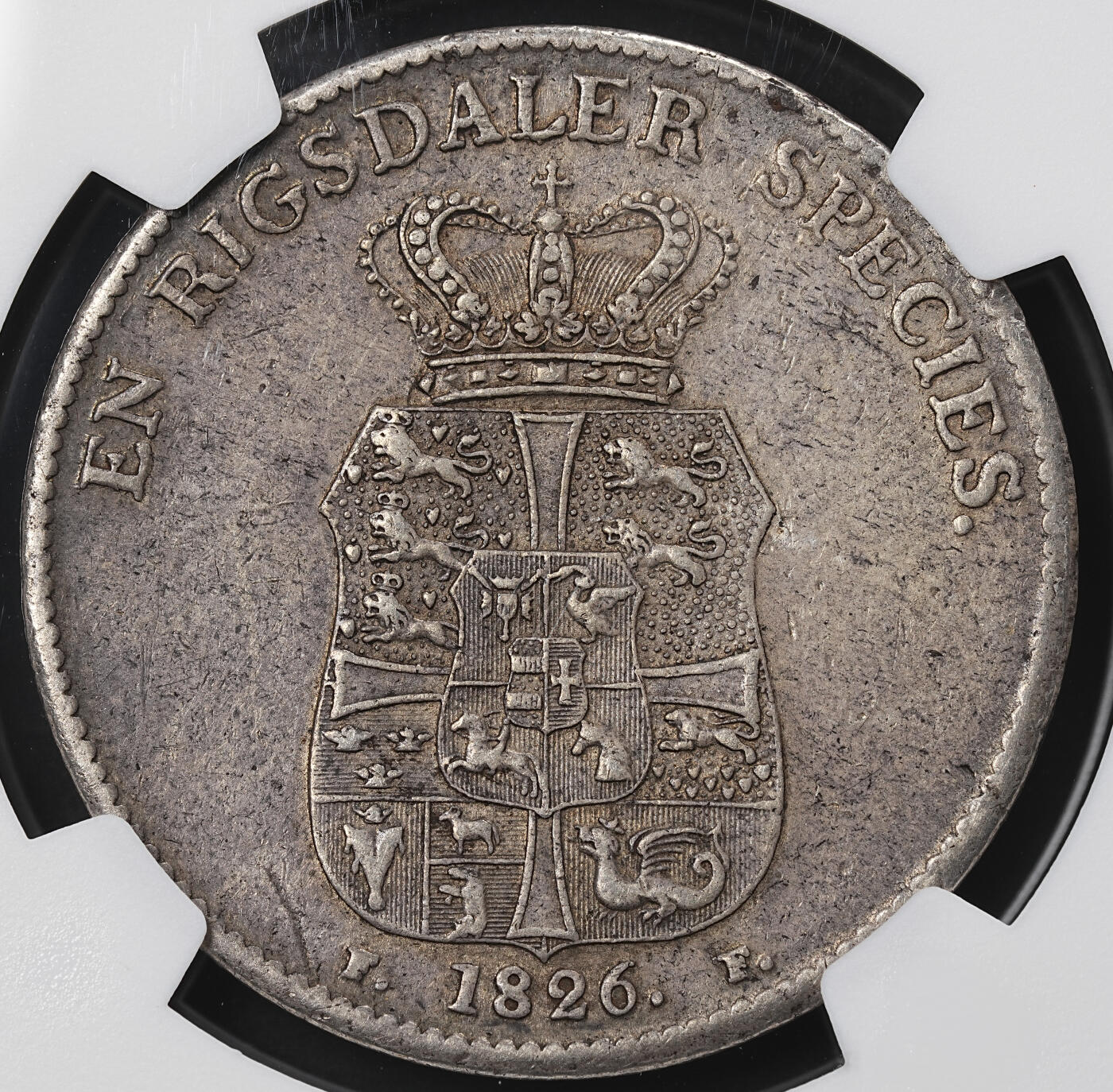 修遠堂世界钱币第九十六期 NGC AU50 1826年丹麦SPECIEDALER大银币