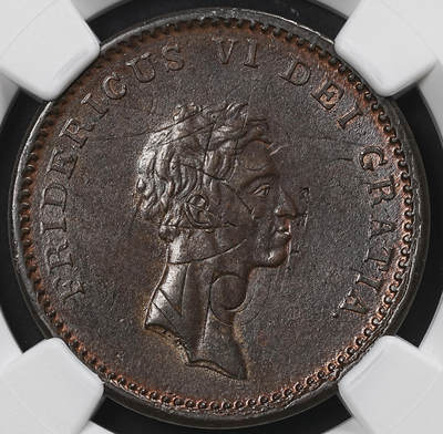 修遠堂世界钱币第九十六期 - NGC MS63BN 1812年丹麦12 SKILLING铜币 打在1771年1 SKILLING铜币上