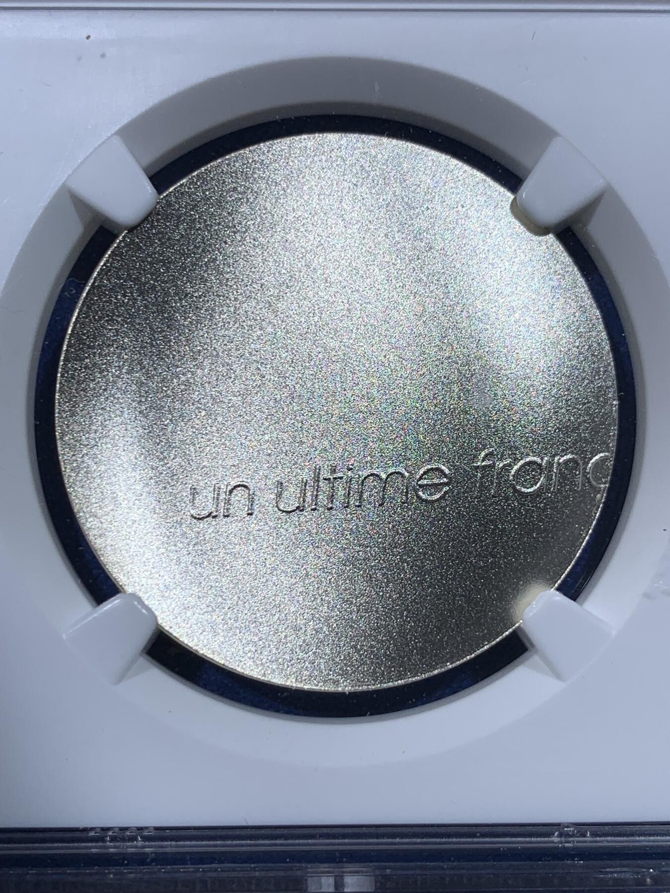 《竞宝斋》第444场 周日，周一，2场连拍 （全场包邮） NGC MS69 matte 法国2001年 最后的法郎 波浪形银币