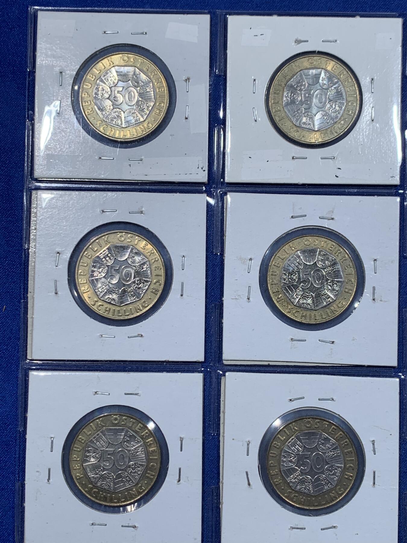 《竞宝斋》第444场 周日，周一，2场连拍 （全场包邮） 九枚一组 奥地利50先令纪念币 细节见图
