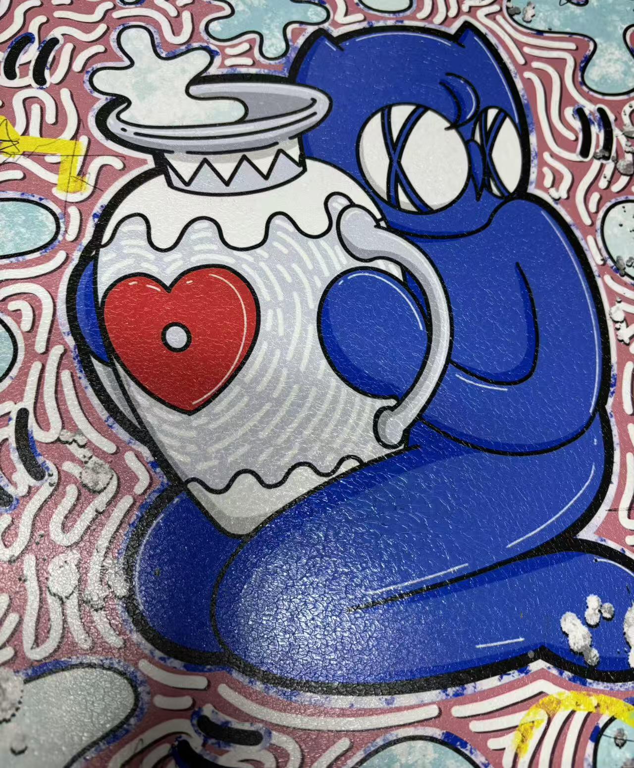 零元拍：歪歪 OWSON 系列作品装饰肌理画《十二星座-水瓶座》，相框尺寸35/35CM。因展品出展，镜框可能有轻微划痕，介意勿拍