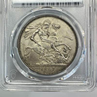 1887维多利亚马剑1克朗银币MS62 PCGS 1887维多利亚马剑1克朗银币MS62 PCGS