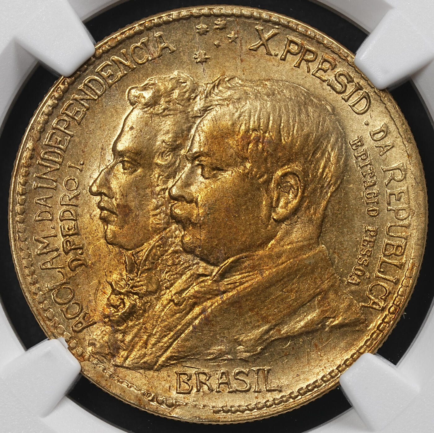 修遠堂世界钱币第九十六期 NGC MS64 1922年巴西独立100周年纪念1000 REIS