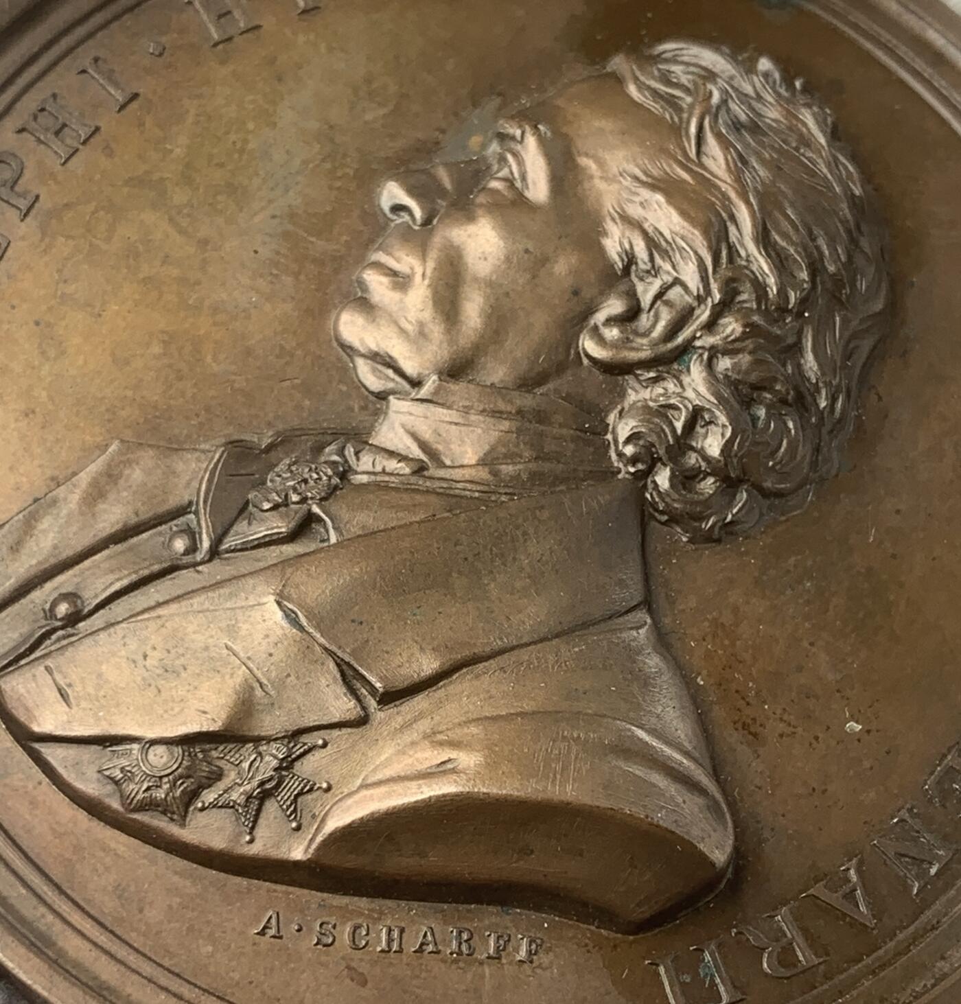 掌中浮雕-藏着的欧洲第044场 1880年奥地利维也纳生物教授HYRTL70岁寿辰纪念铜章，奥地利章牌大师安东•沙夫章（ A.Scharff）作品 , 64mm