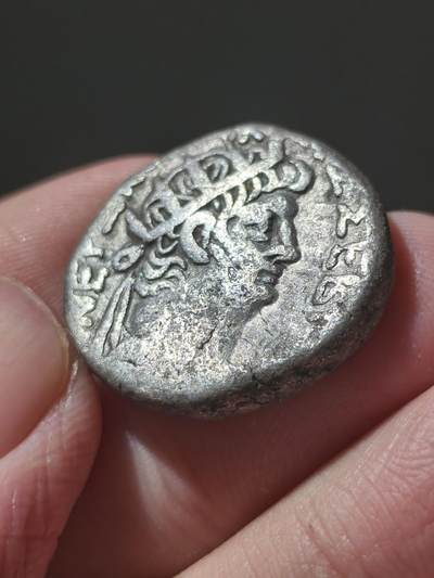 古罗马帝国暴君尼禄埃及行省少见象盔四德拉克马银币，亚历山大港打制于统治第12年（公元65/6年）