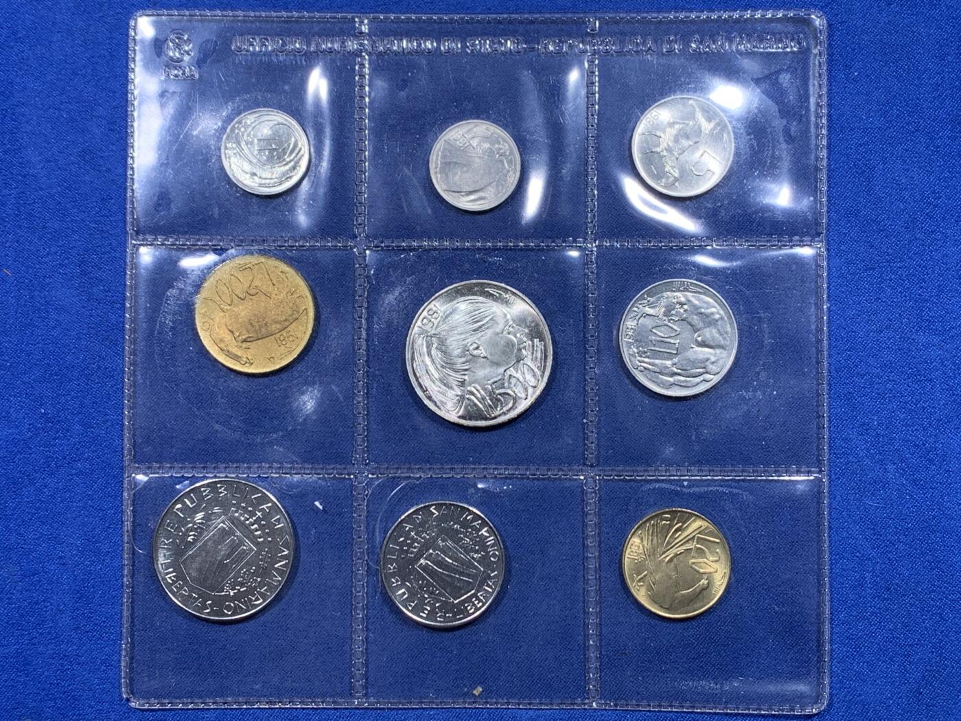 《竞宝斋》第444场 周日，周一，2场连拍 （全场包邮） 圣马力诺1981年9枚套币，含500里拉银币。