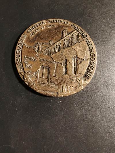 老王徽章第167期 - 法国卢瓦尔河畔医疗协会心理教育中心纪念章      直径64mm.    重量102.1g