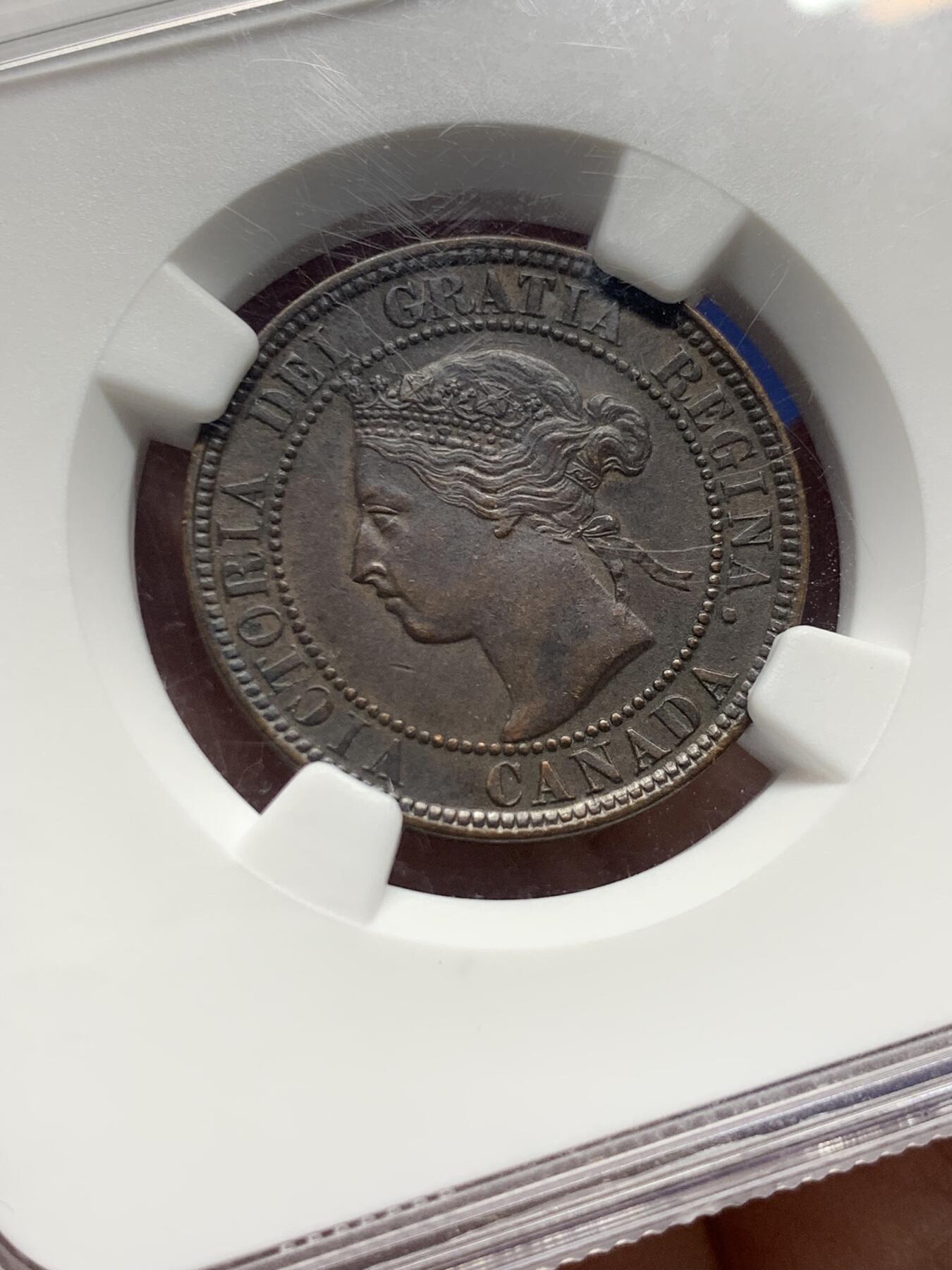 《竞宝斋》第444场 周日，周一，2场连拍 （全场包邮） NGC AUD 加拿大1899/9维多利亚女王1分