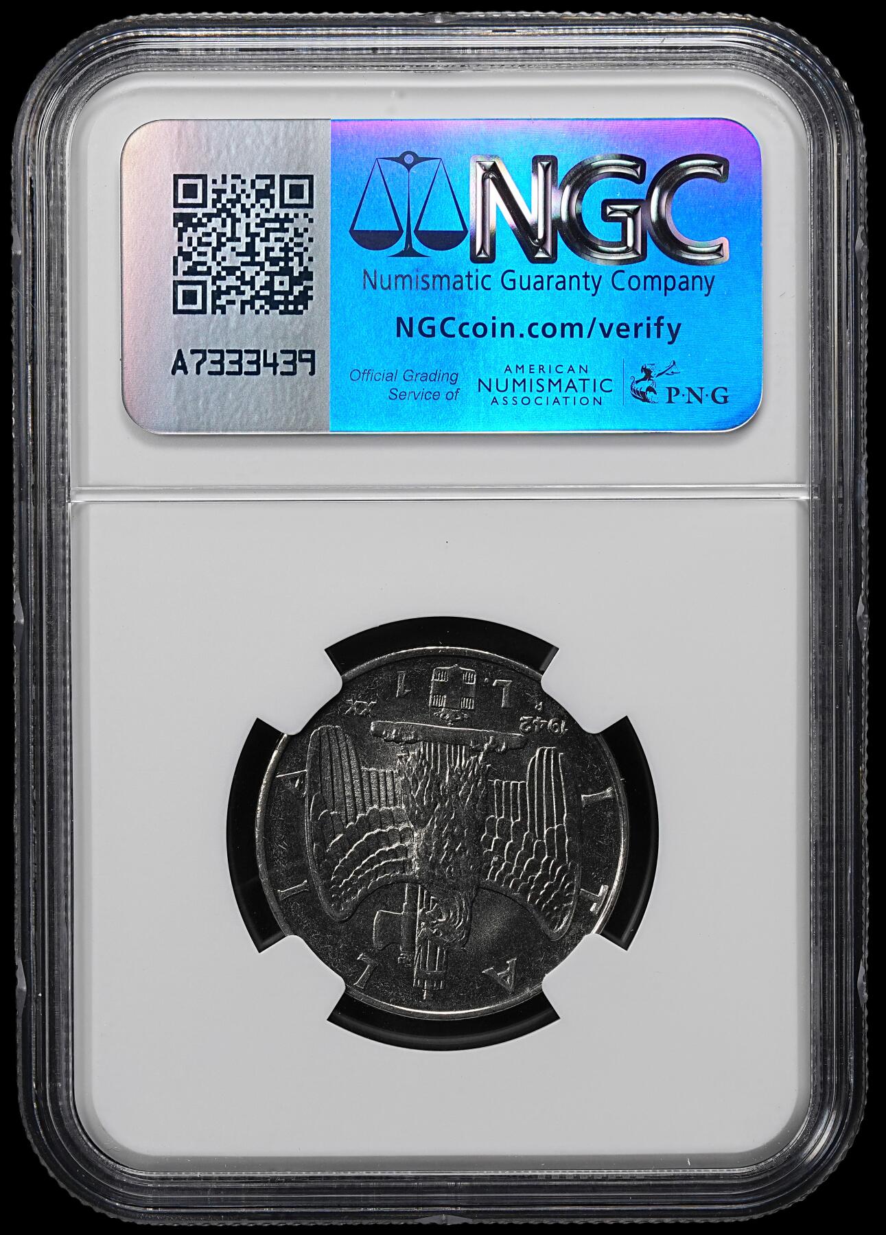 修遠堂世界钱币第九十六期 NGC MS65 1942年意大利1里拉