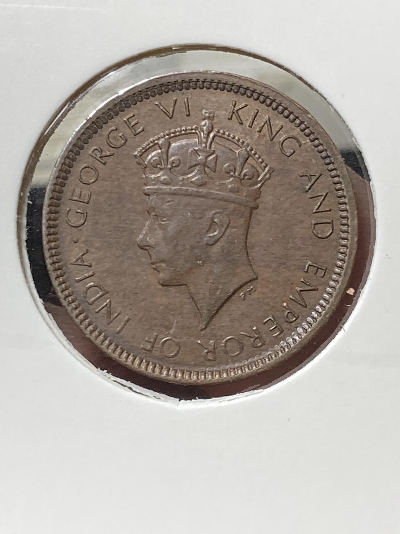 2025年第一百三十三场(总第一百五十九场）外国好品纸夹散币场(免佣金) 少见好品–英属锡兰1940年1/2分(乔治六世第一套最小面值)