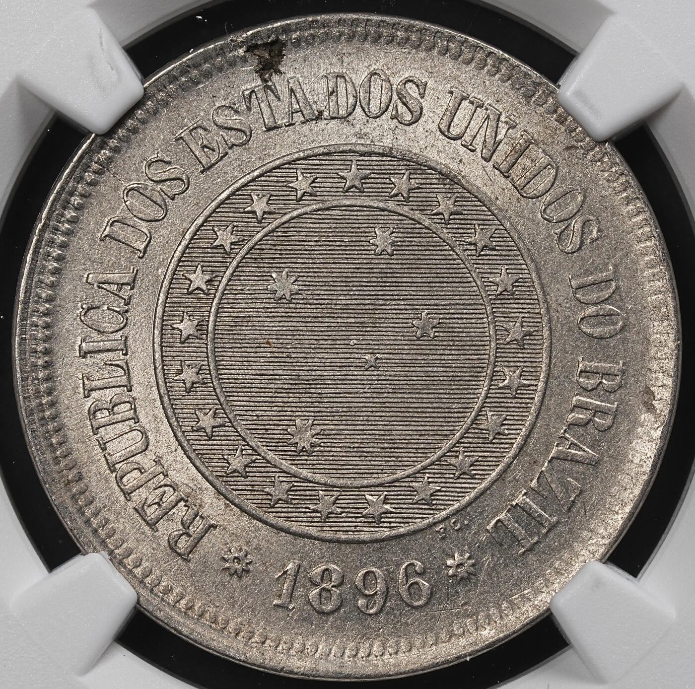 修遠堂世界钱币第九十六期 NGC MS64 1896年巴西100 REIS