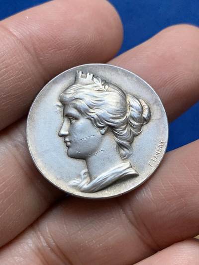 《竞宝斋》第444场 周日，周一，2场连拍 （全场包邮） - 瑞士1898年射击节小银章，苏黎世美女雄狮，26.2MM，8.7克，R1777