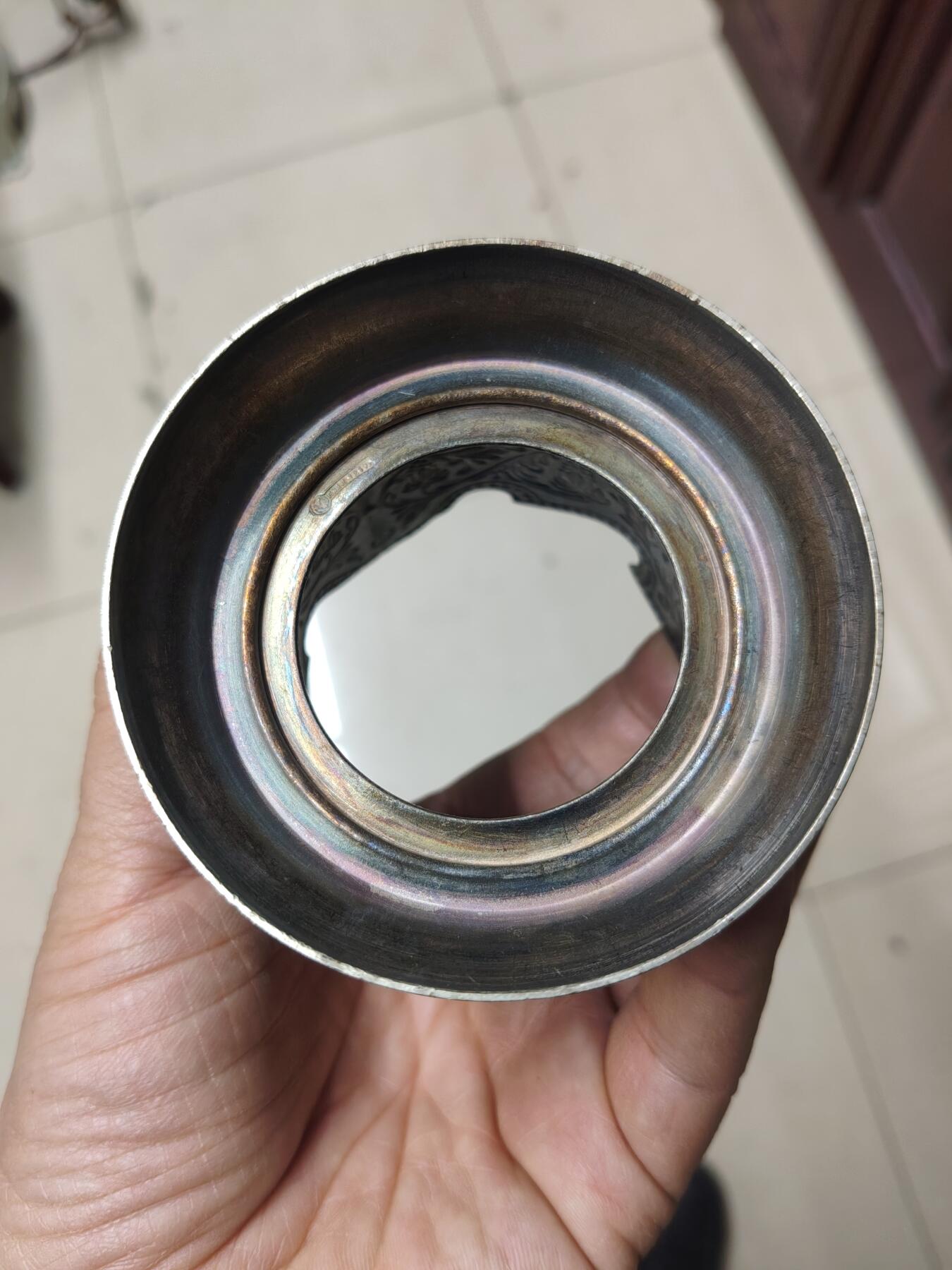 老银件 厚重苏联镀银老杯托2