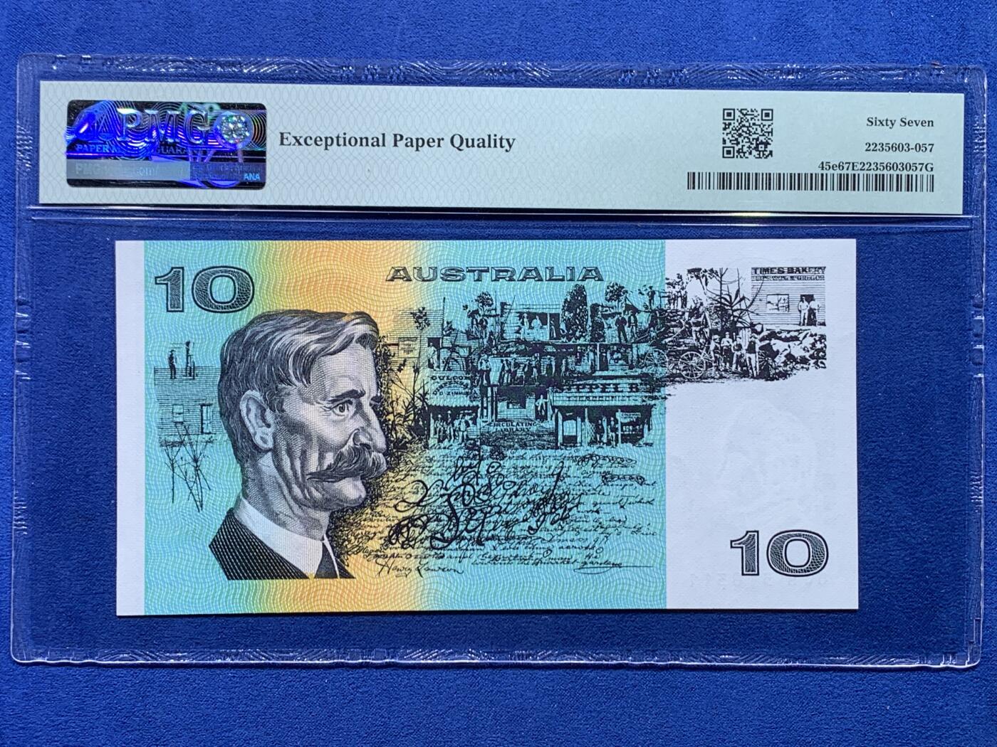 《竞宝斋》第444场 周日，周一，2场连拍 （全场包邮） PMG 67EPQ 澳大利亚 1985年10元 高分