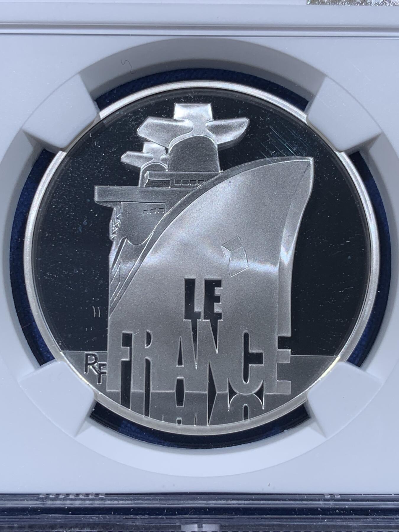 《竞宝斋》第444场 周日，周一，2场连拍 （全场包邮） NGC PF69UC 法国2012年邮轮10欧元银币 获奖币 正面远洋客轮“法国号”的船首 900银 22.2克