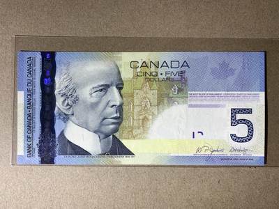 【礼羽收藏】🌏世界钱币拍卖第114期 - 【AOS6006009】全新UNC 2006年加拿大旅版5加元纸币 无3457尾6009  圆圆倒置号 数三069组合