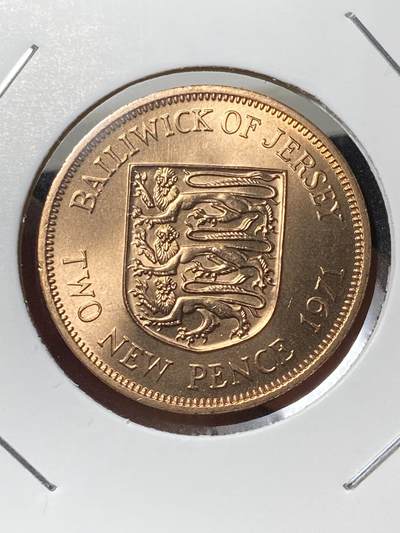 2025年第一百三十三场(总第一百五十九场）外国好品纸夹散币场(免佣金) - 原光全新–泽西岛🇯🇪1971年2新便士(伊丽莎白二世中年花冠，第一套首发年)