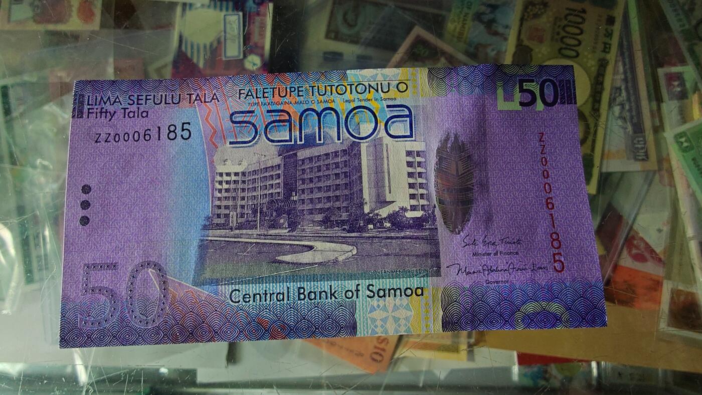 世界钱币～微拍第218期暨2025年第58期  老库存低价起拍 2017年萨摩亚50塔拉 补号ZZ全新绝品无47尾号185