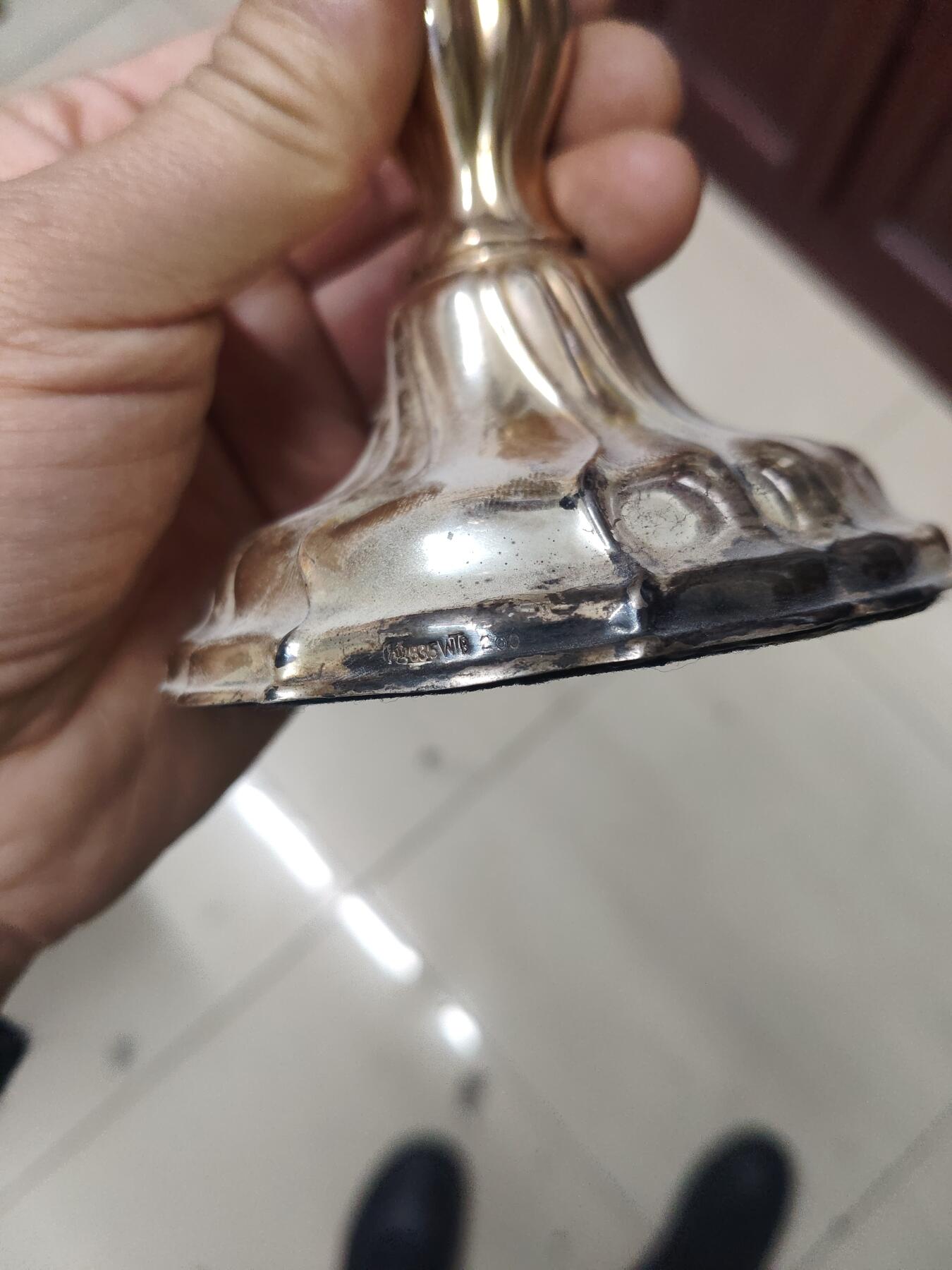 老银件 欧洲银制烛台