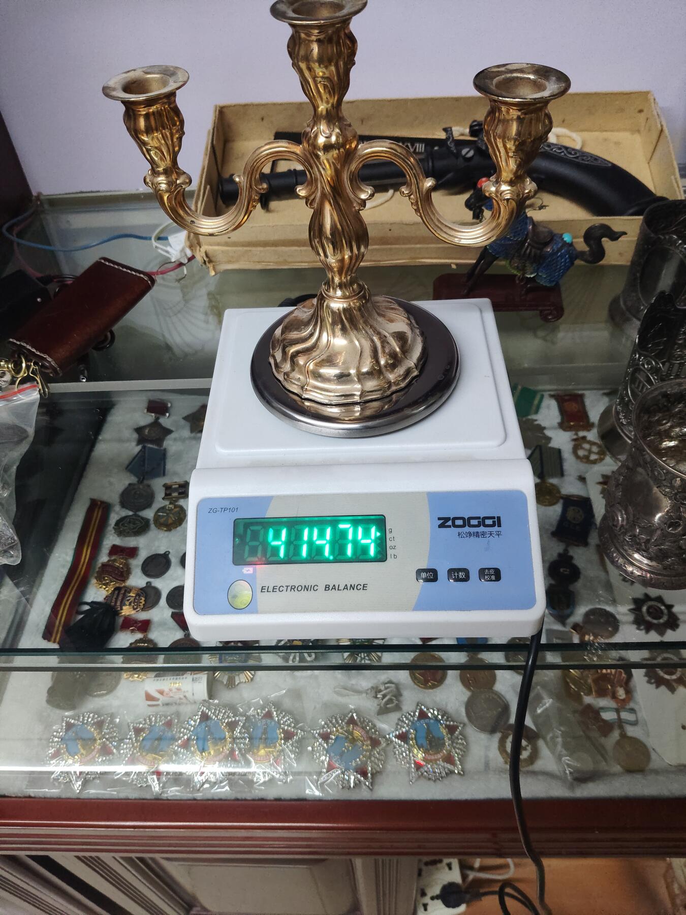 老银件 欧洲银制烛台