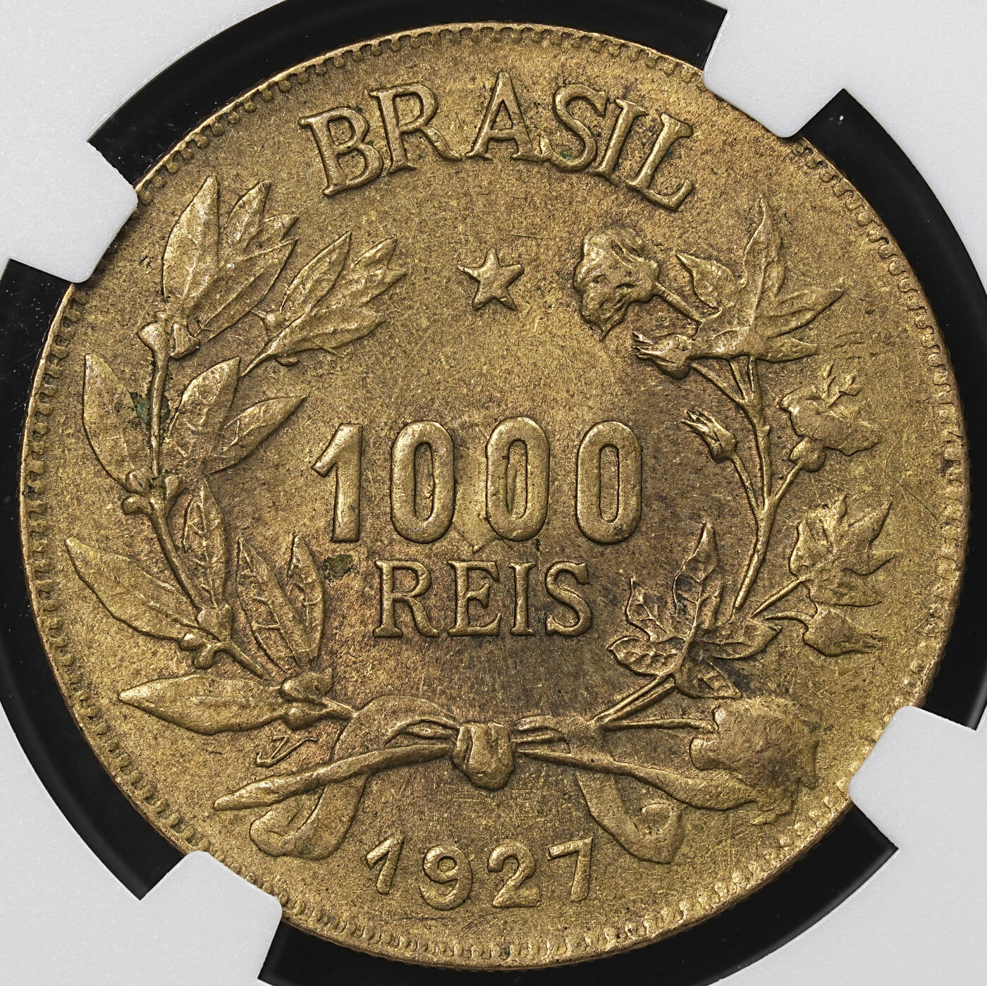 修遠堂世界钱币第九十六期 NGC MS63 1927年巴西1000 REIS