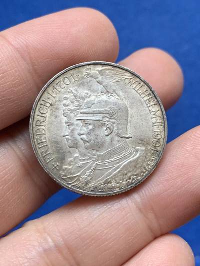 《竞宝斋》第444场 周日，周一，2场连拍 （全场包邮） - 德国1901年普鲁士建国纪念2马克银币