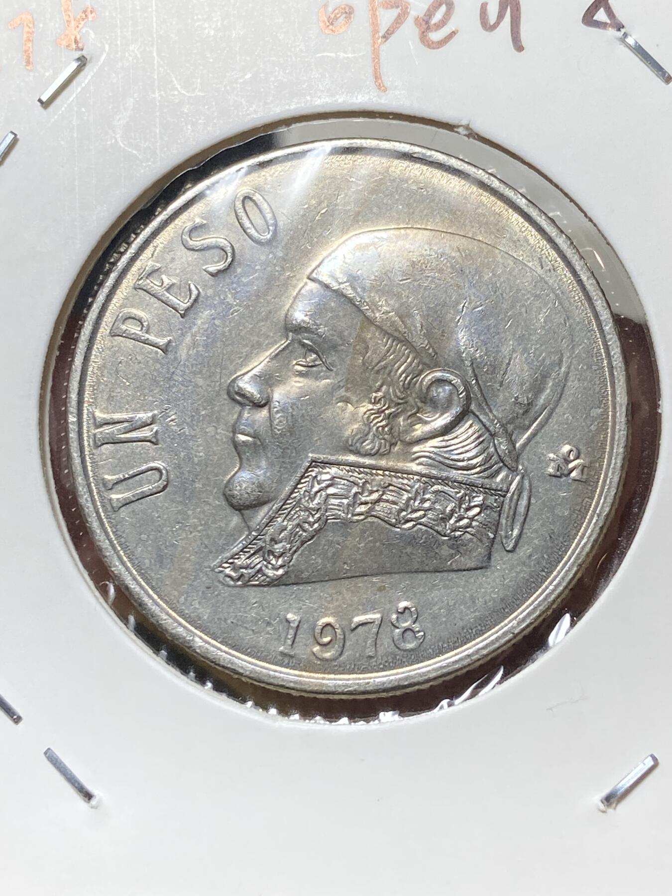 2025年第一百三十三场(总第一百五十九场）外国好品纸夹散币场(免佣金) 稀少品种–墨西哥🇲🇽1978年1比索(Open 8–开口8版本)