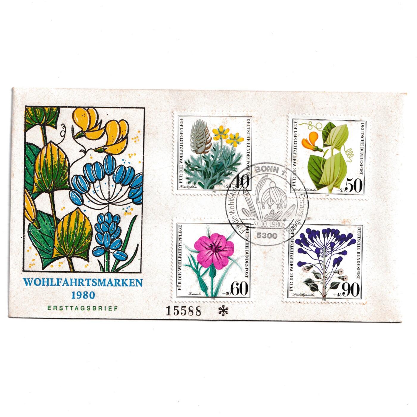 【良泉】【2025年最后一场】12月18日晚19.30点开拍！188组【直播场】西方古代钱币、丝路杂项、印章！ 1980 年【德国】首日封，花卉