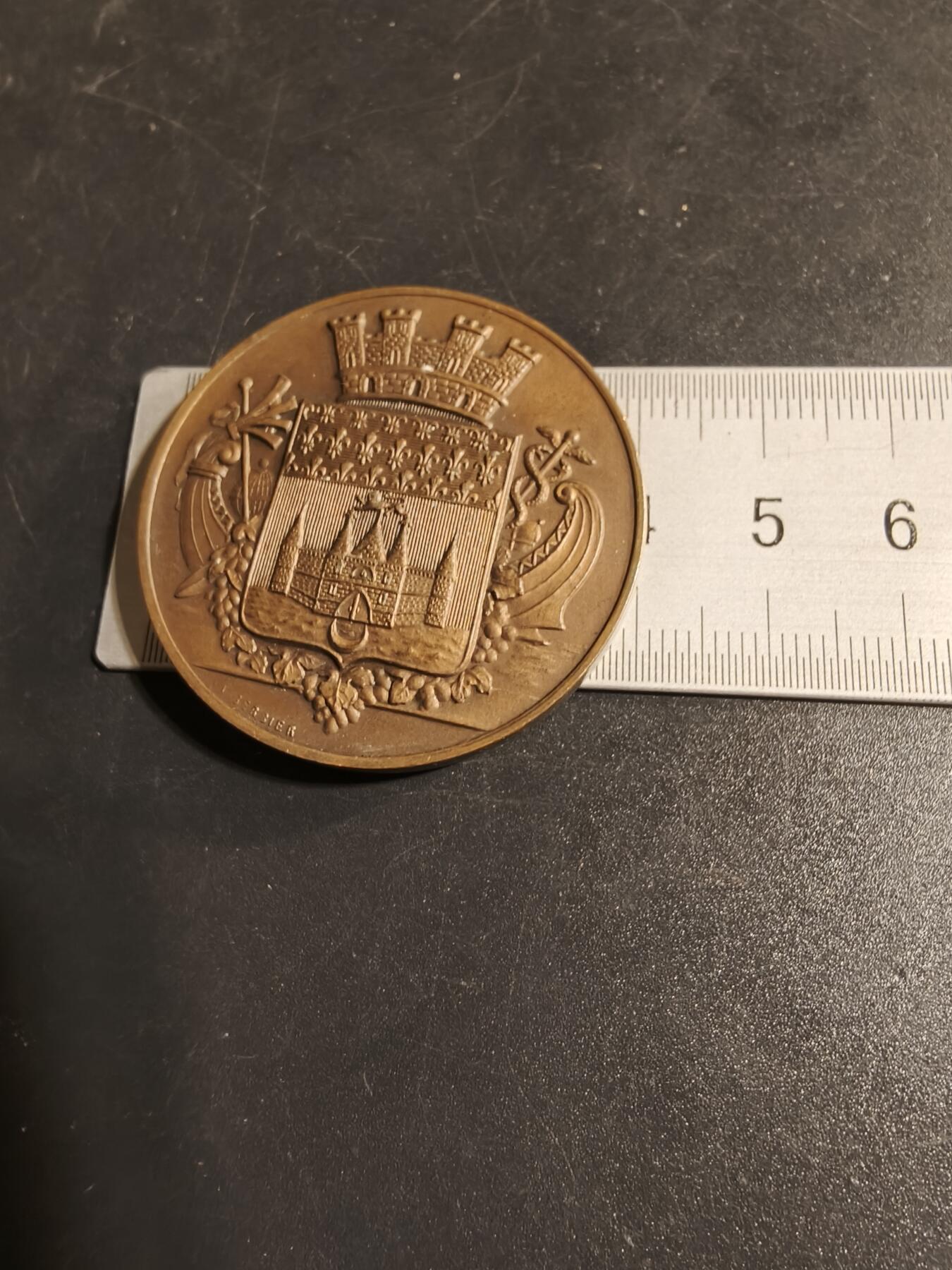 老王徽章第167期 法国波尔多市大铜章     直径41mm.    重量40g