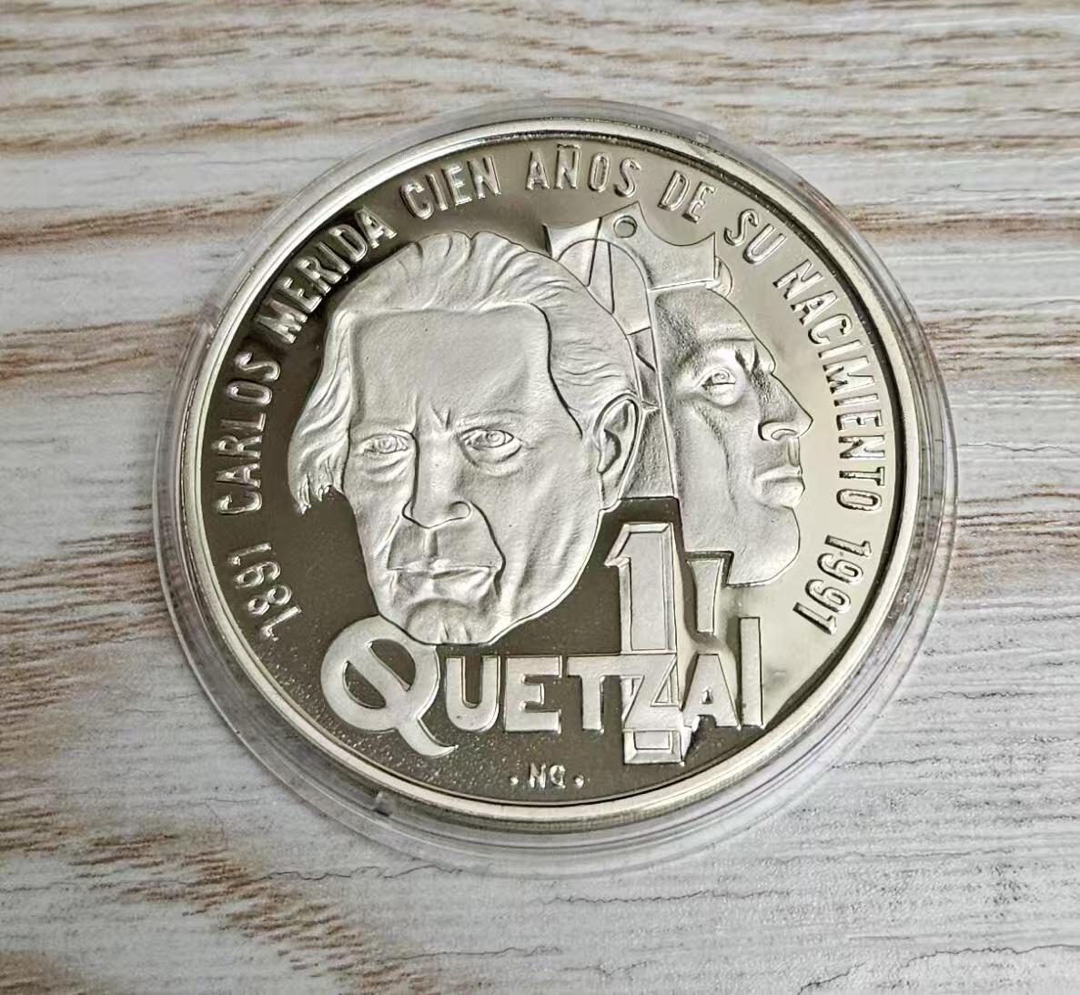 ❤️【币观天下】❤️ 第333期钱币拍卖- 2025.12.5周五晚上6点半场-长期征集拍品 危地马拉1992年历史人物27克银币unc