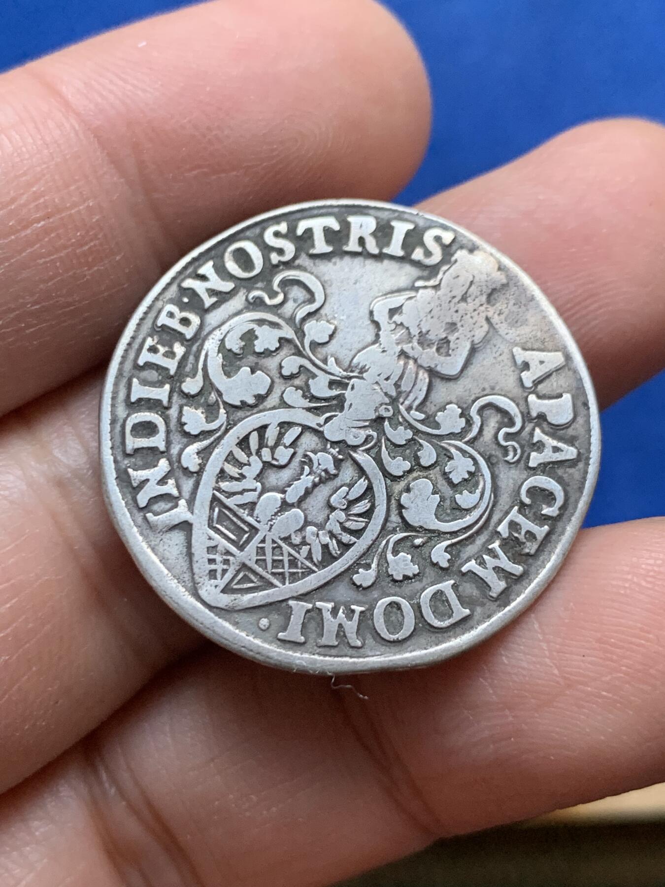 《竞宝斋》第444场 周日，周一，2场连拍 （全场包邮） 1669年德意志邦国-希尔德斯海姆自由市6格罗申银币 此品种好品很少