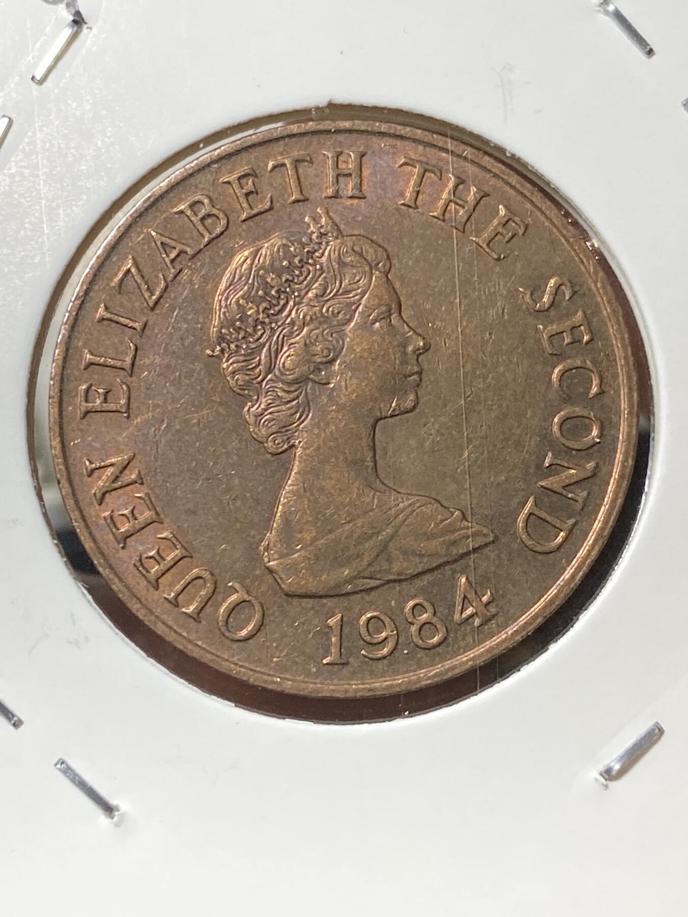 2025年第一百三十三场(总第一百五十九场）外国好品纸夹散币场(免佣金) 英属泽西岛🇯🇪1984年2便士(伊丽莎白二世中年花冠，第三套第一版，青铜材质无磁版)