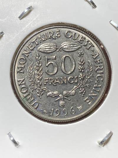 2025年第一百三十三场(总第一百五十九场）外国好品纸夹散币场(免佣金) - 西非国家联盟1996年50法郎(第一套流通硬币，Bee–蜜蜂标)